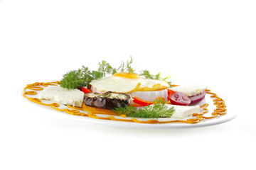 fried egg served on white plate