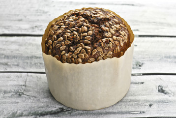 Wholegrain bread with sunflower seed in package