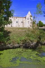 Fototapeta na wymiar Francja, 85; Poitevin bagna Abbey Maillezais kanał