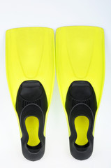 Yellow flippers for diving
