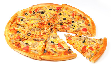 Pizza with the cut off piece