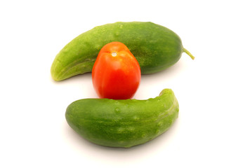 Tomatoes, vegetable marrow and cucumbers