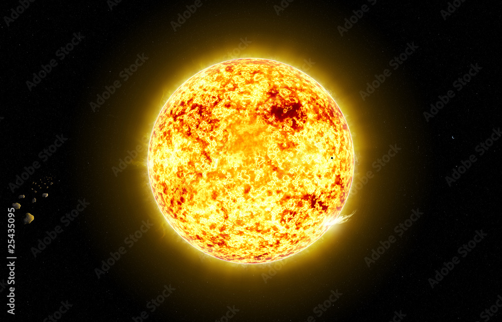 Canvas Prints sun in space with asteroid