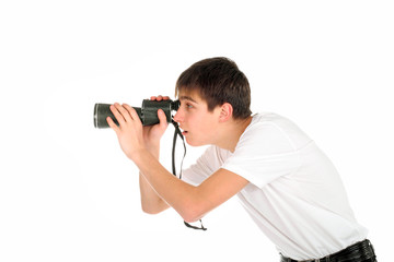 amazed teenager is spying for someone