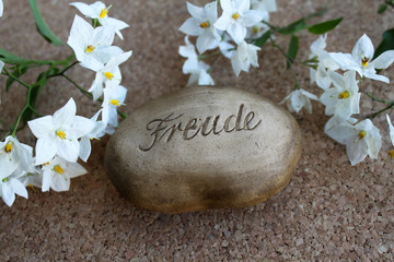 Stein mit der Inschrift Freude