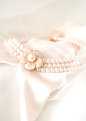 beautiful bridal necklace on pink background
