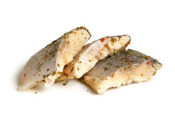 Pieces of herring with spices