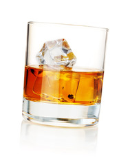 Whiskey with ice cubes