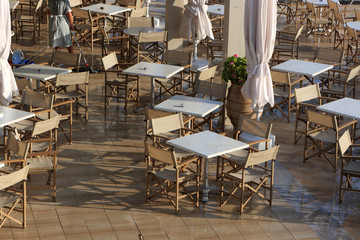 Cleaning in cafe