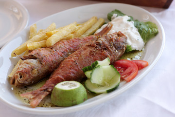 Fried red mullet
