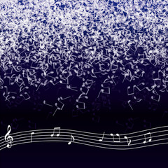 Vector musical notes on a dark background