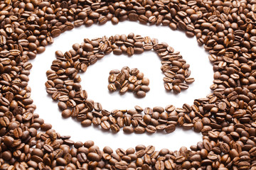 email symbol made from coffee beans