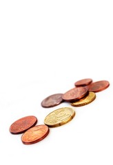 Coins on white backgound