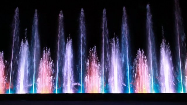fountains with illumination in circus of dancing fountains