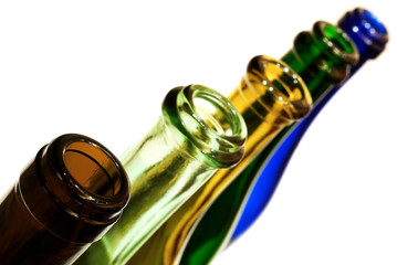 Bunte Flaschen in Reihe