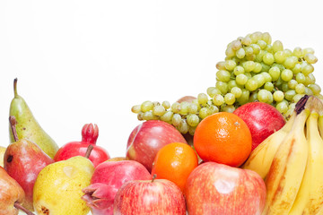 Fresh vegetables and fruits isolated on white background