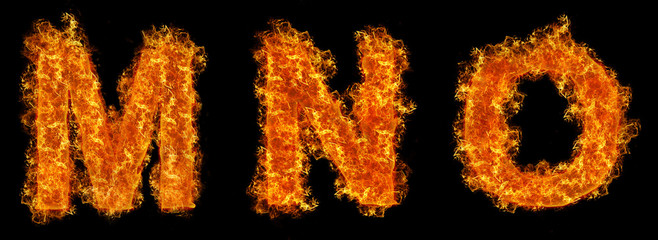 Set of Fire letter M N O