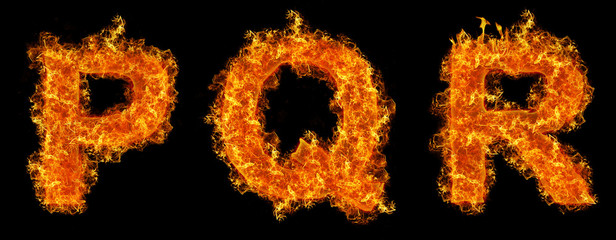 Set of Fire letter P Q R