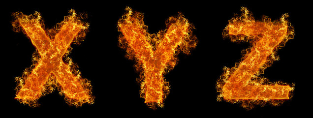 Set of Fire letter X Y Z