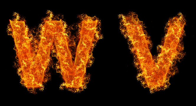 Set of Fire letter W V
