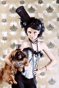 model with a dog