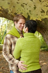 Loving couple in forest