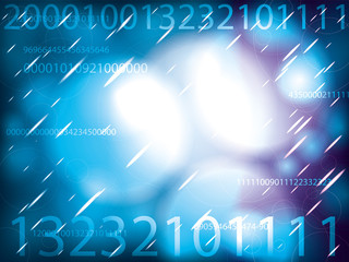 Space bubbles with IT numbers glowing on blue