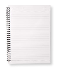 Open page note book on white background