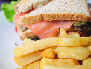 Fresh Salmon Sandwich and French fries