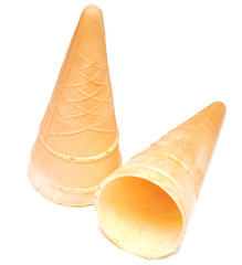two empty ice cream cone