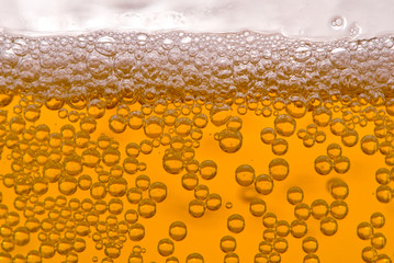 Close up of beer bubbles