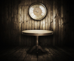 table and watch in old room