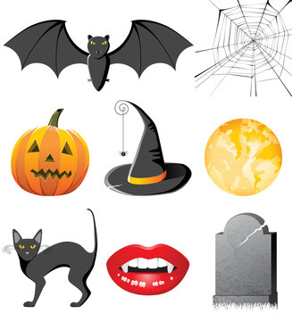 highly detailed halloween icons set