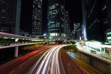Fototapeta na wymiar Traffic through downtown in Hong Kong
