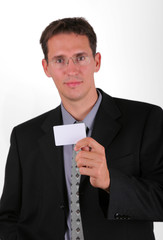 Handsome business with his visiting empty card