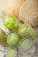 Aromatherapy - bath salt and massage sponge