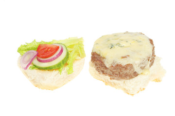 Open cheese burger