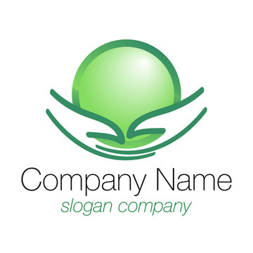 logo con bola verde y manos