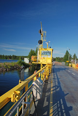 The Alassalmi Ferry before departure on lake Oulujarvi in Finlan