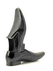 Obraz na płótnie Canvas Black Mens patent-leather shoes