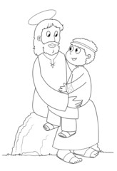 Gesù Cristo con bambino da colorare