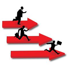 Men runningon arrows. 3d.Vector