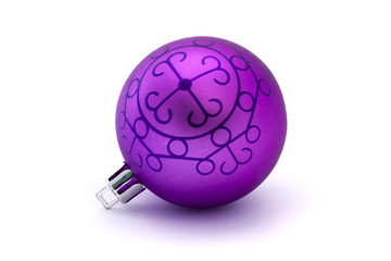 purple christmas bauble over white