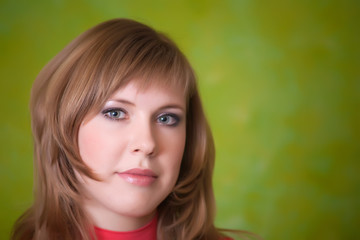 Naklejka premium Portrait of pretty girl over green