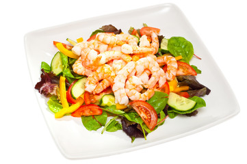 healthy, simple prawn salad isolated