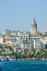 Fototapeta premium Istanbul's Galata tower from the ground up