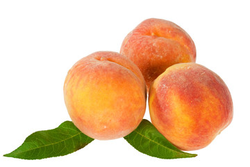 peaches isolated on the white background