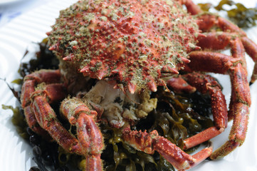 Crab served in restaurant