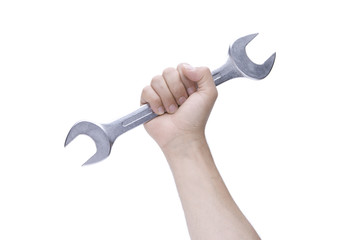 Schraubenschlüssel in der Hand