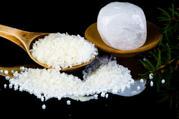 Mineral salt stone on black